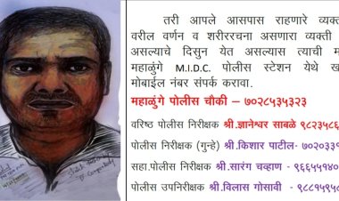 महाळुंगे एमआयडीसी पोलिस ठाण्याकडून देशमुखवाडी गावातील ओढ्यात आढळलेल्या प्रेताची ओळख पटविण्यासाठी जाहीर आव्हान...!
