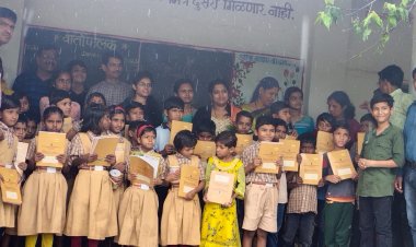 आनंदी सहवास शैक्षणिक सामाजिक संस्थेद्वारे आदिवासी भागात शैक्षणिक साहित्याचे वाटप