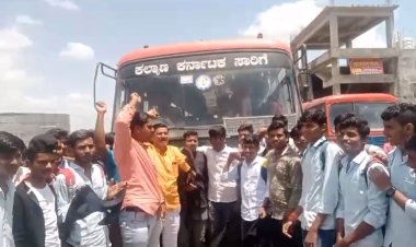 छावा संघटनेने अडवली कर्नाटक सरकारची  बस , छ. शिवाजी महाराजांचा पुतळा हटवल्याने निषेध...