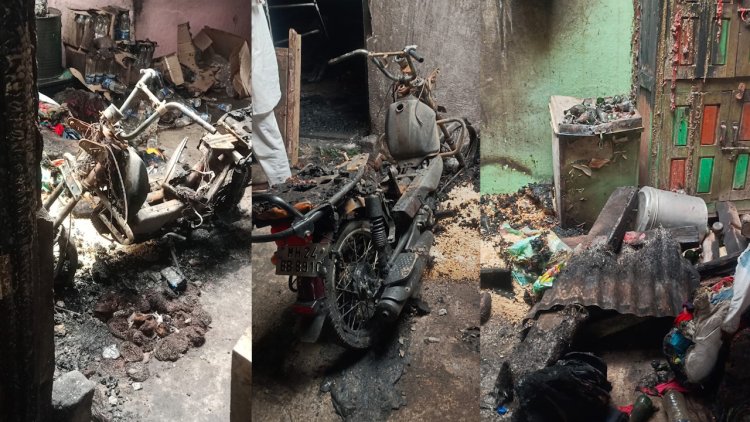 अहमदपूर तालुक्यातील सताळा येथे घराला शॉर्ट सर्किटची आग...