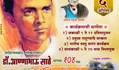 पालखेड बंधारा येथे उद्या अण्णाभाऊ साठे जयंती उत्सव.! विविध कार्यक्रमांचे आयोजन...