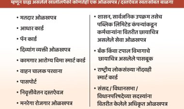 मतदार छायाचित्र ओळख जवळ नसल्यास; अन्य १२ पुरावे ओळखीचे पुरावे म्हणून ग्राह्य...