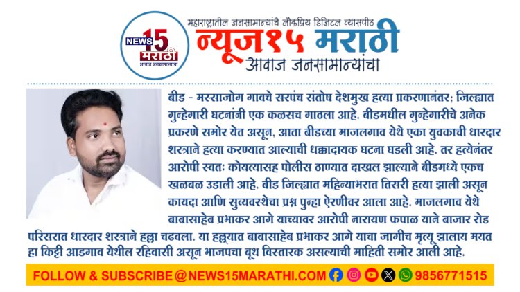 बीड'मध्ये पुन्हा हत्याकांड.! भाजपच्या नेत्याची भर दुपारी धारदार कोयत्याने हत्या...