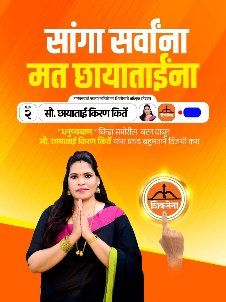 राजकीय : नाणेकरवाडी पंचायत समिती गणात छाया किरण किर्ते यांची 'घोडदौड' सुरु; धनुष्यबाणाचा झंझावात, विरोधक बॅकफूटवर.!