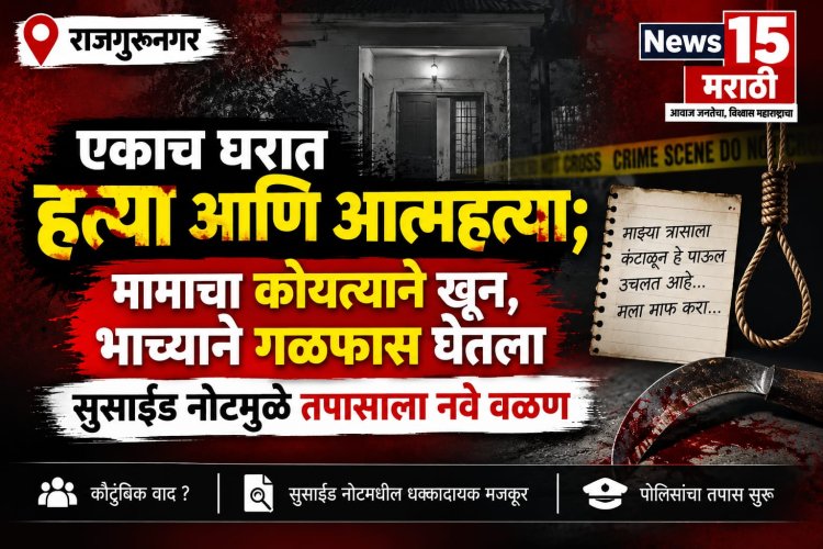 एकाच घरात हत्या आणि आत्महत्या; मामाचा कोयत्याने खून, भाच्याने गळफास घेतला सुसाईड नोटमुळे तपासाला नवे वळण